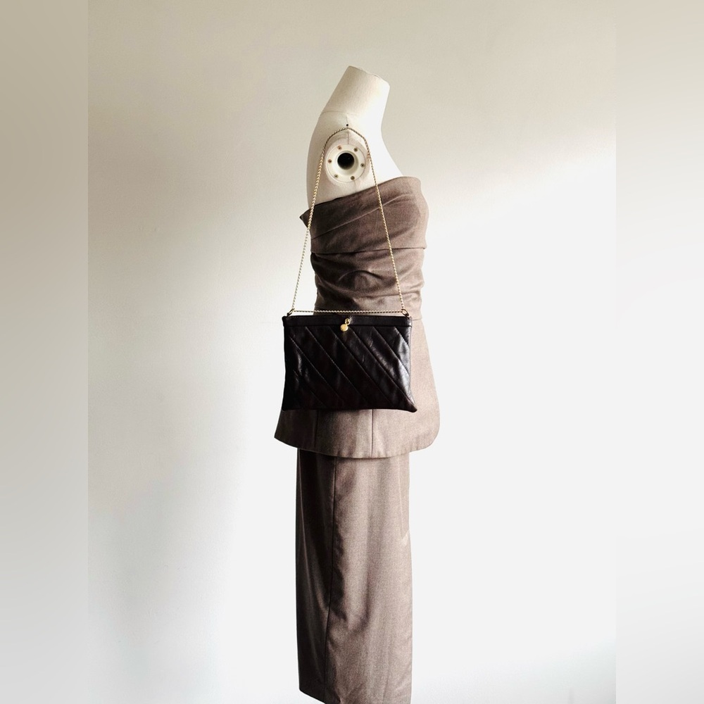 MAX MARA Strapless Pocket Peplum Midi Dress in Chocolate Brown XS - Picture 3 of 12